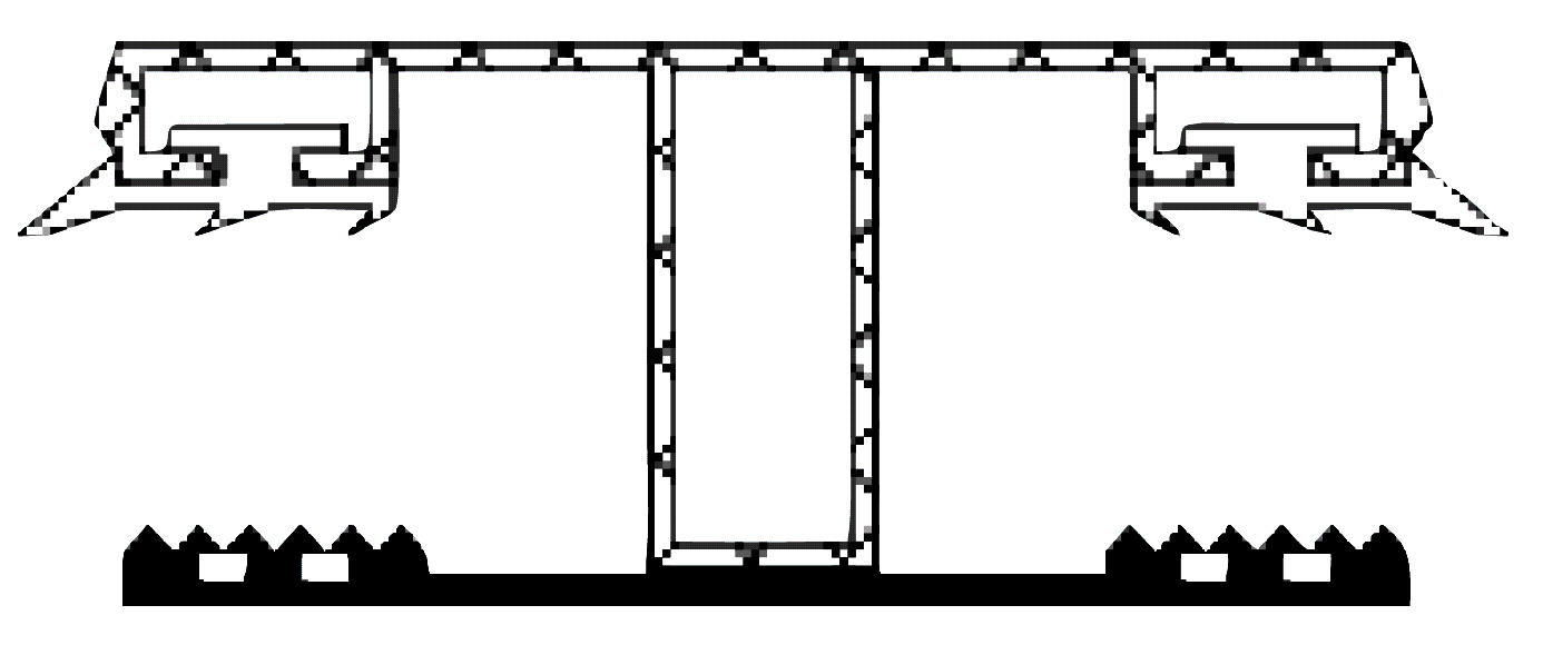 Alu/Gummi Mittelkomplettsystem 16 mm - Verbindungsprofil 60 mm breit