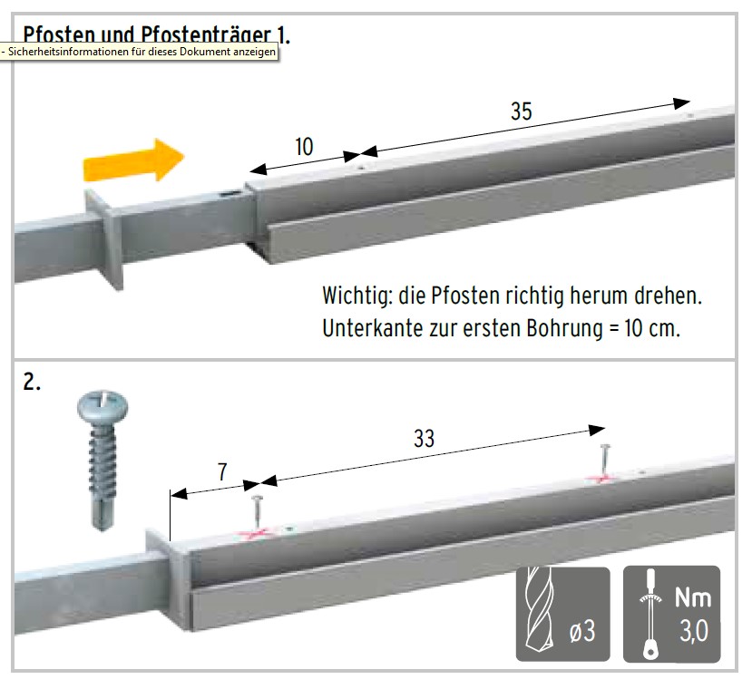 Pfostenträger zum Einbetonieren für ALUCOM® System-Klemmpfosten